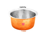 Traditional kalai copper patila with tin-lined interior, ideal for authentic Indian cooking and serving applications.
