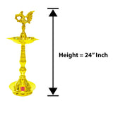 24" inch Heritage-style brass peacock deepam set featuring antique finish and traditional design for elegant home and temple decor.