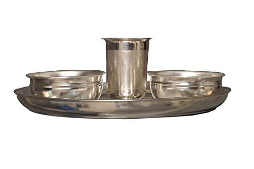 Silver Coated Plate, Glass and Set of Two Bowls Set - ashtok