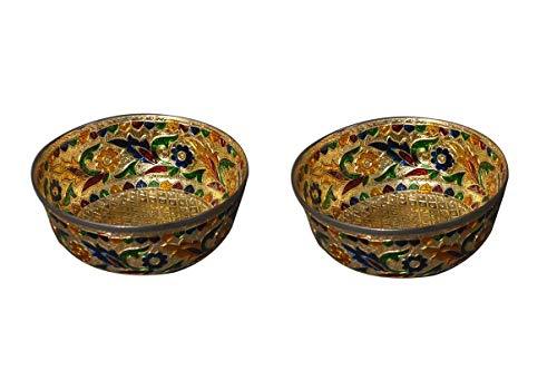 Stainless Steel Bowl Meenakari Handcrafted. (Set of 2) Capacity = 200 ml - ashtok