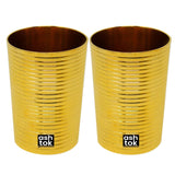 Brass Glass, Golden Water Drinkware Glass, Capacity 250 ml (Set of 2)