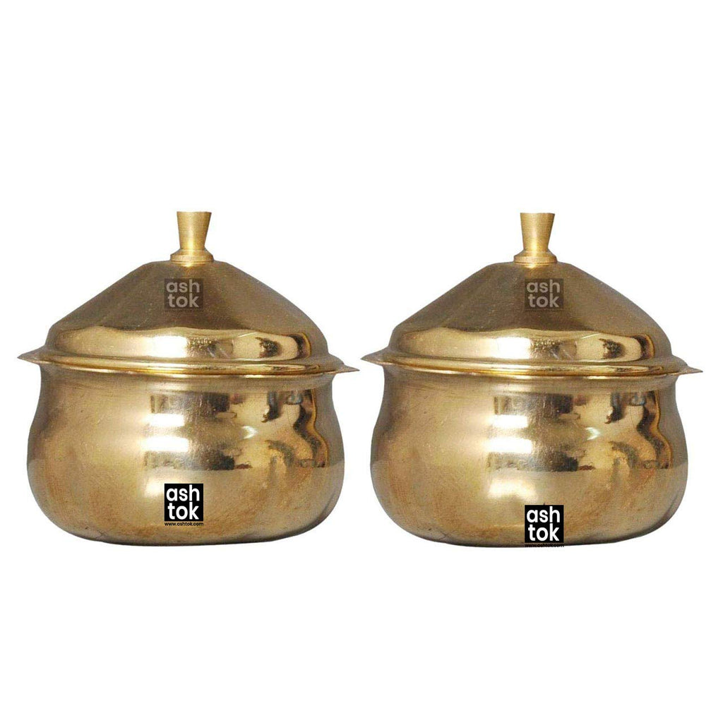 Brass Kumkum Box, Brass Sindoor box round shape, Set of 2 Pieces, Sindoor ki Dani Size 2x2 Inch, Best Gift Item