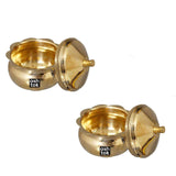 Brass Kumkum Box, Brass Sindoor box round shape, Set of 2 Pieces, Sindoor ki Dani Size 2x2 Inch, Best Gift Item