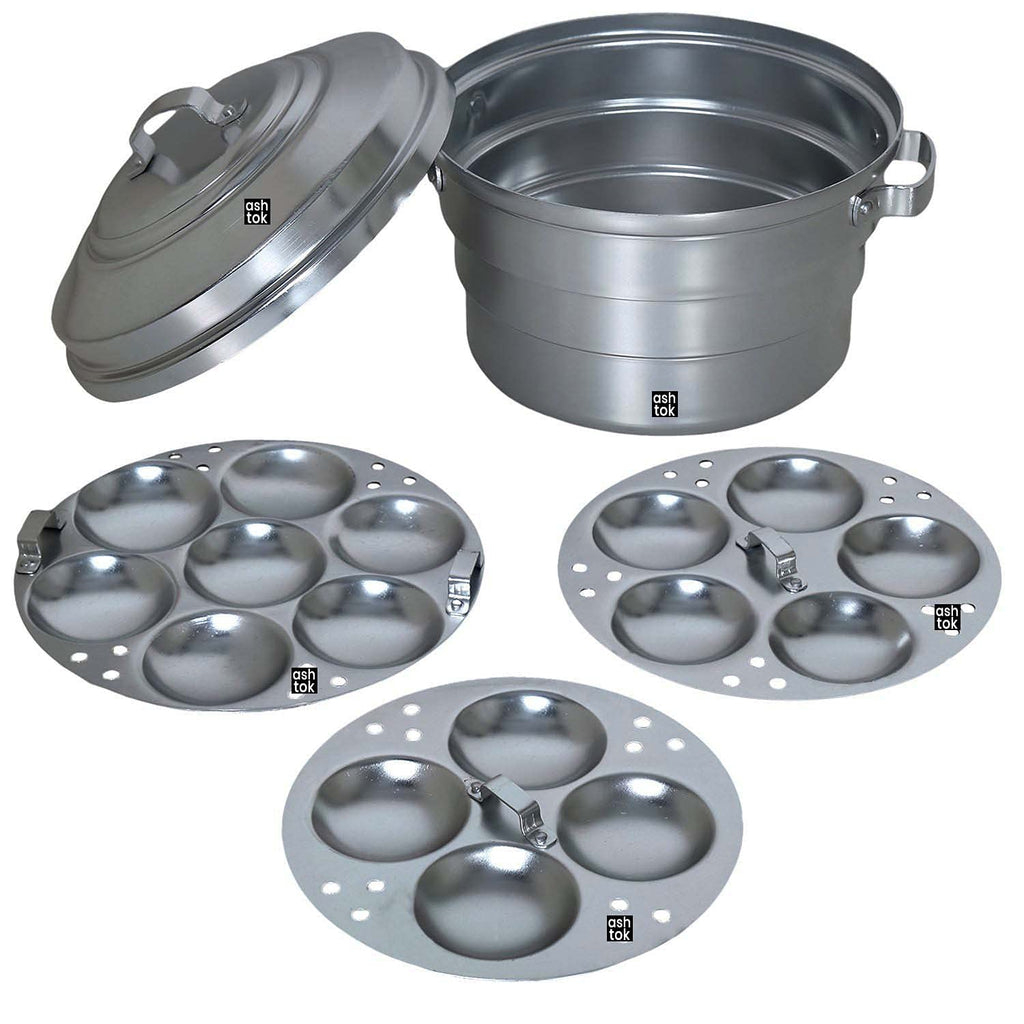 Idli Cooker of 3 Plates. Idli Maker, Make 17 Idlis at a time, Colour Steel Grey, Capacity 3 Plates, Pack of 1.