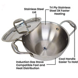 Stainless Steel Deep Frying pan | Steel kadai Capacity 4000 ml (4 Litre)