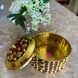 Brass KumKum Box, Sindoor Dani, Dabbi, Diameter (4 Inch), Gift Item.