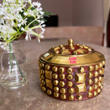 Brass KumKum Box, Sindoor Dani, Dabbi, Diameter (4 Inch), Gift Item.