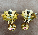 Brass Lotus stand diya, Brass Kamal Diya, Brass Oil lamp, Gift Item (Set of 12 Pieces)
