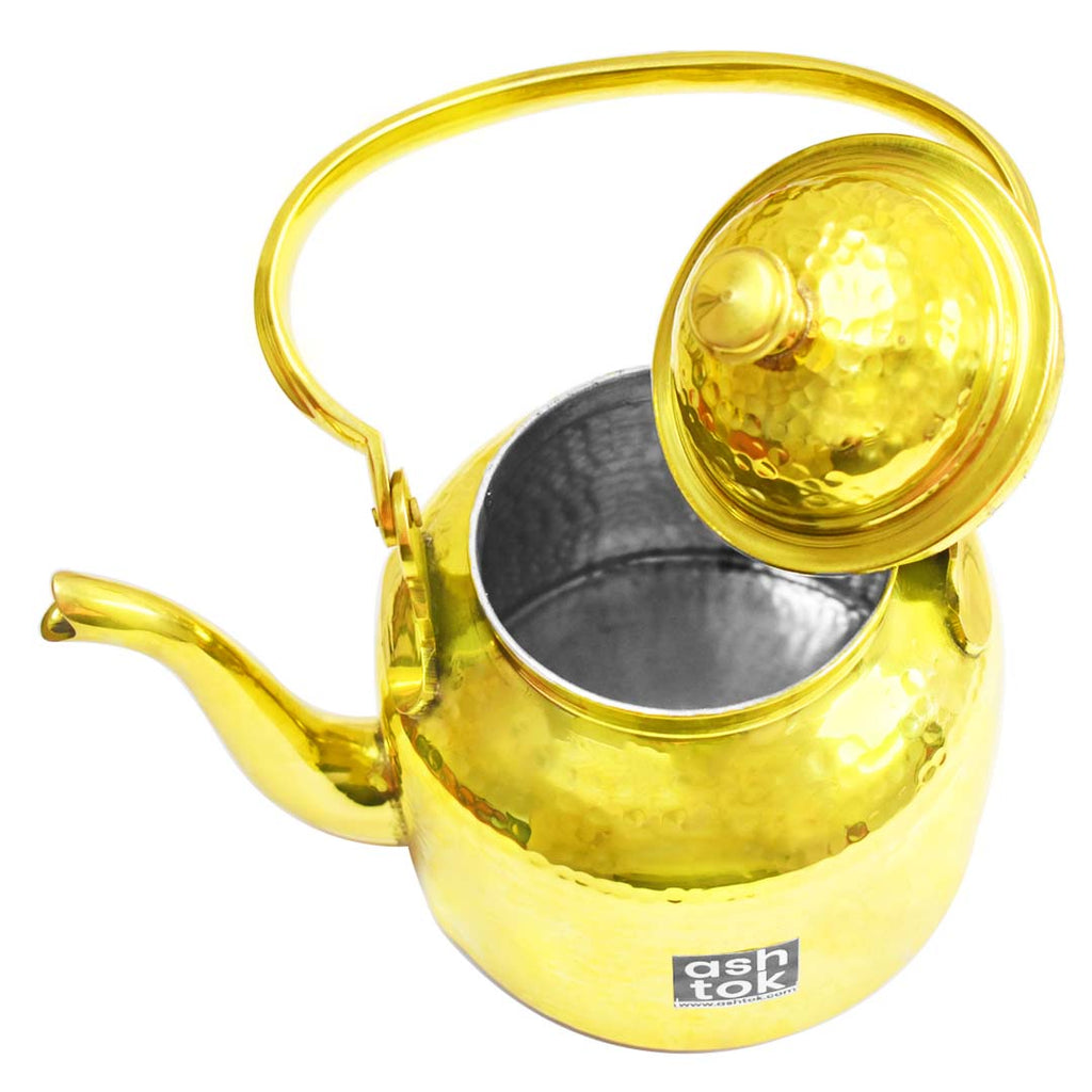 Brass tea pot, Brass hammered designer Tea Pot , Kettle Tin Lining Inside, Serving Tea Coffee, Tableware, Serveware