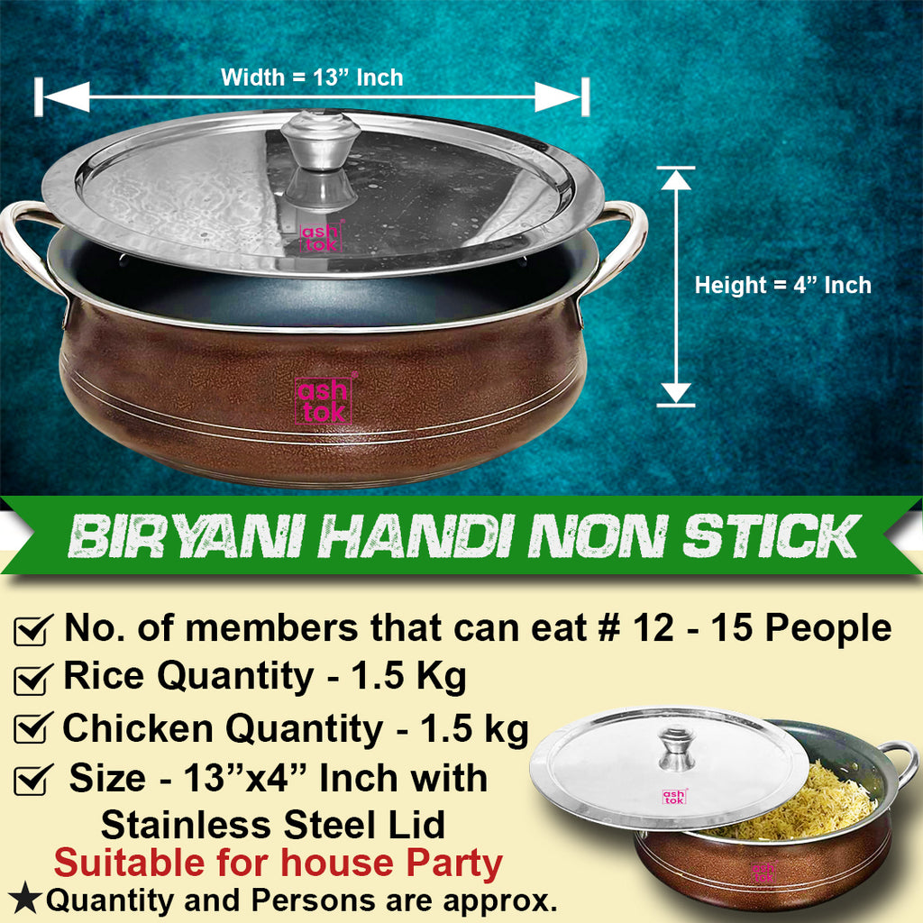 Biryani Handi Non Stick with Stainless Steel Lid, Multipurpose