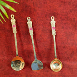 Brass Cooking Spoon Set, Cooking ladle, Brass ladle Spoon Set of 3.