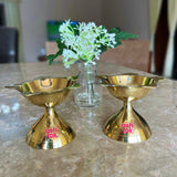 Brass Diya, Brass Panch Batti Diya, Deepam, Oil Lamp (Dia - 2 Inches)