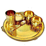 Ashtok Pure Brass Dinner Thali Set of 6 Pieces. Export Quality