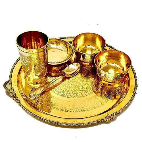 Brass Dinner Set, Maharaja Style Dinner Set of 6 Pieces, Dinnerware, T –  Ashtok
