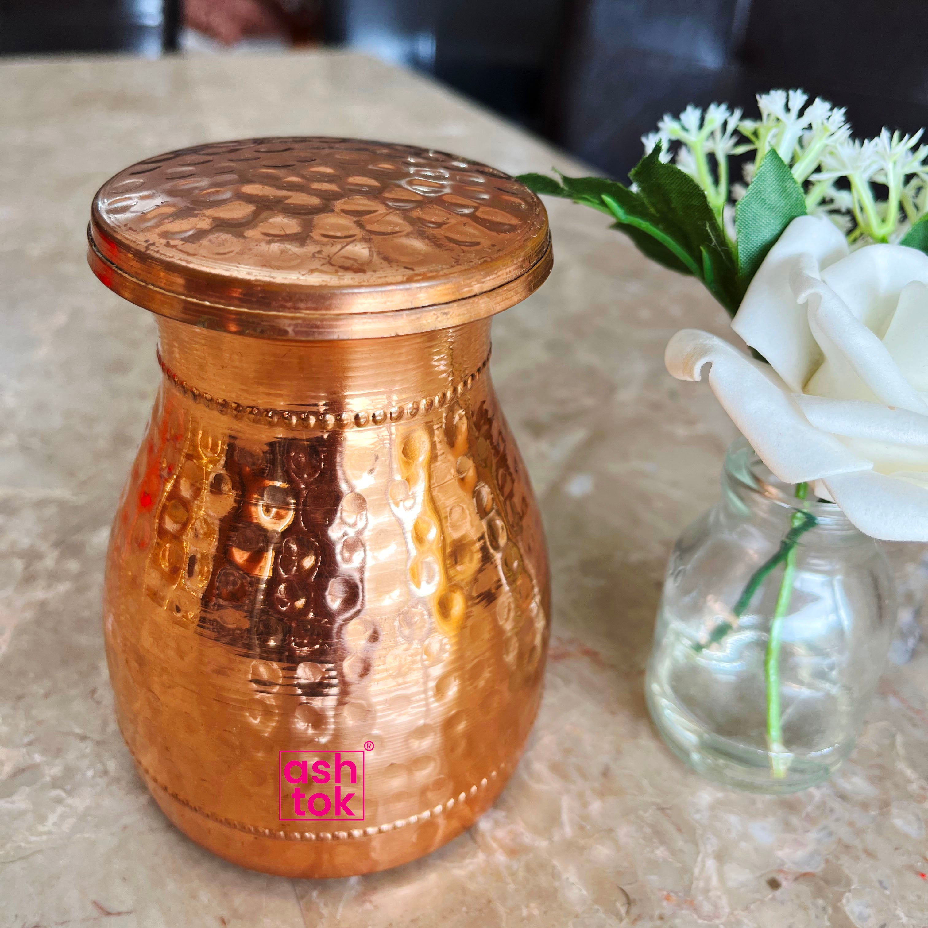 Ashtok Copper Carafe with Non-Slip Mat | Copper Carafe Bottle