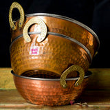 Copper Kadai For Serving Curry, Steel Copper Handmade Kadai, Hotelware, Tableware