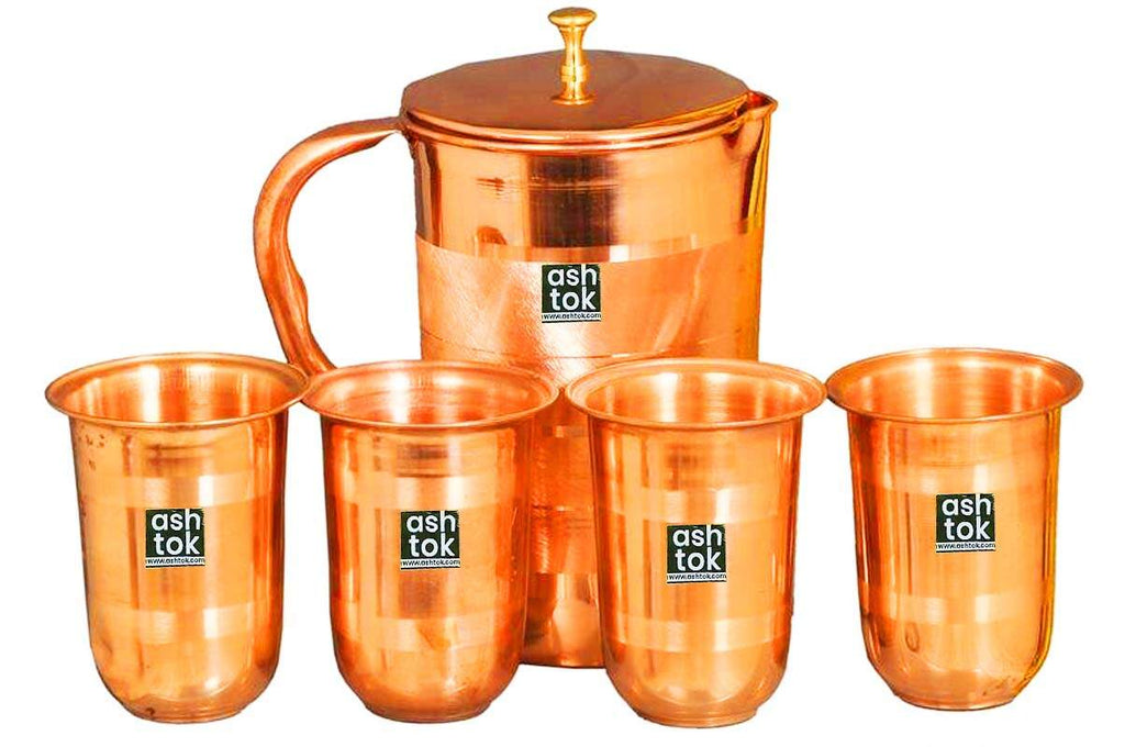 copper jug with glass set