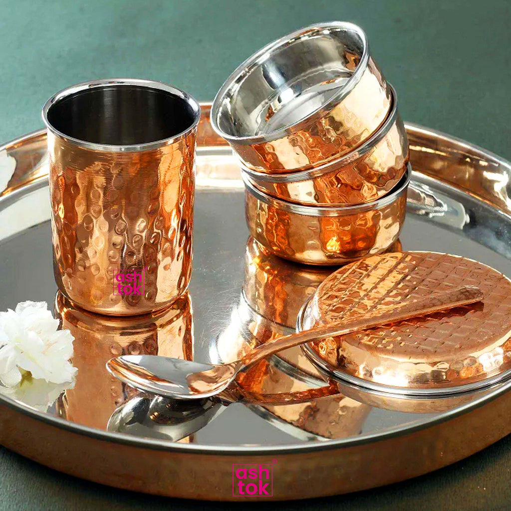 Set of 4 Hammered Copper Plates | Elegant Copper Dinnerware plates | Base  Plate Tableware 