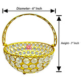 Crystal Basket Gift Item, Gold Coated Flower Basket (Set of 10)