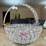 Crystal Basket German Silver, Flower Basket, Fruit Basket for Home Decor (Dia 5 Inches)