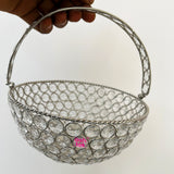 Crystal Basket German Silver, Flower Basket, Fruit Basket for Home Decor