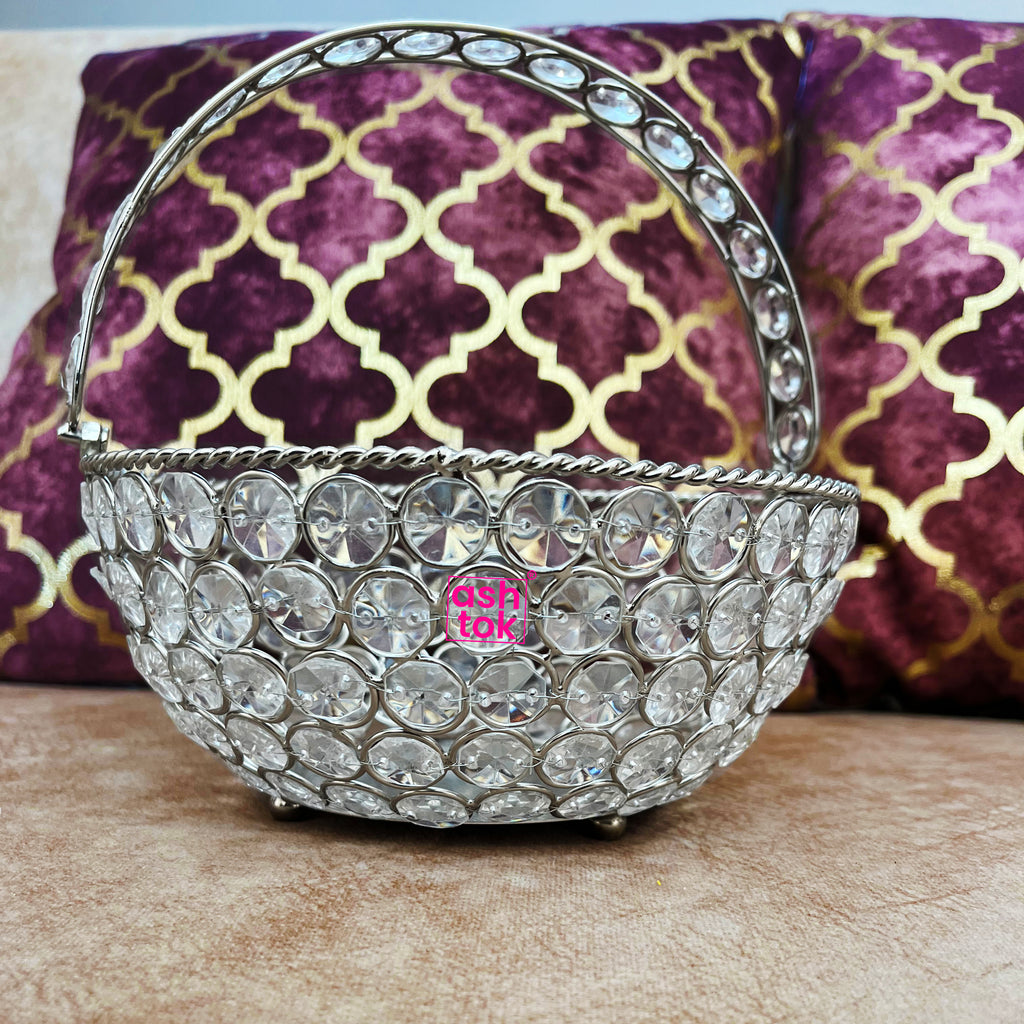 Crystal Basket German Silver, Flower Basket, Fruit Basket for Home Decor (Set of 10)