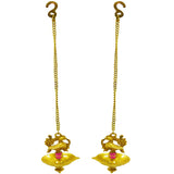 Decorative brass oil lamp with hanging chain, ideal for daily worship, spiritual ceremonies, and festive home decoration.