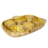 Return Gift Items, Brass Gift With Six Bowls And Tray Set