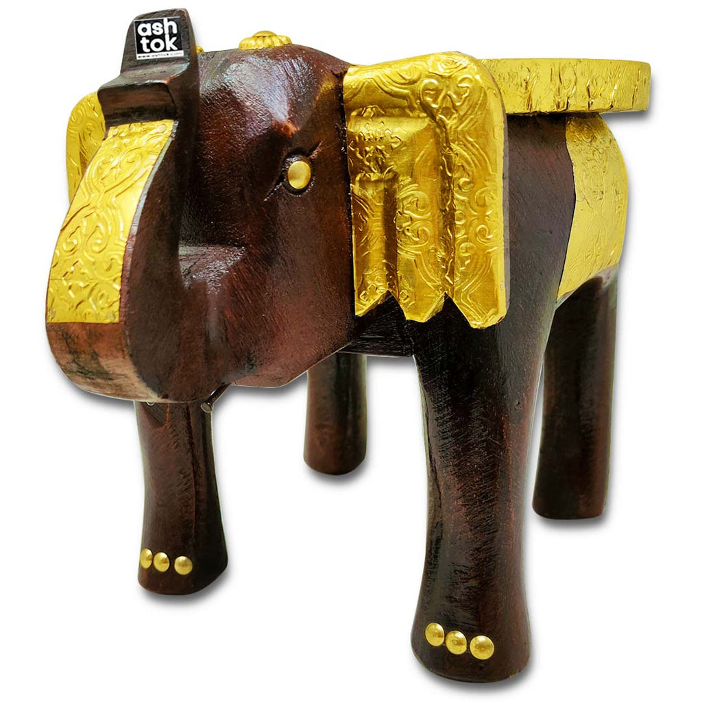 Pure Brass Sheet Handcrafted Wooden Chowki Elephant Design  Premium Bajot/Chowki/Peeta/Patla