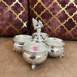 German silver chopala Gift Item set of 4 bowls attached together. (Pack of 2)
