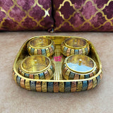 Gift Bowls Tray, Brass Gift item, Dry Fruit Tray with 4 Boxes, Ideal for tableware