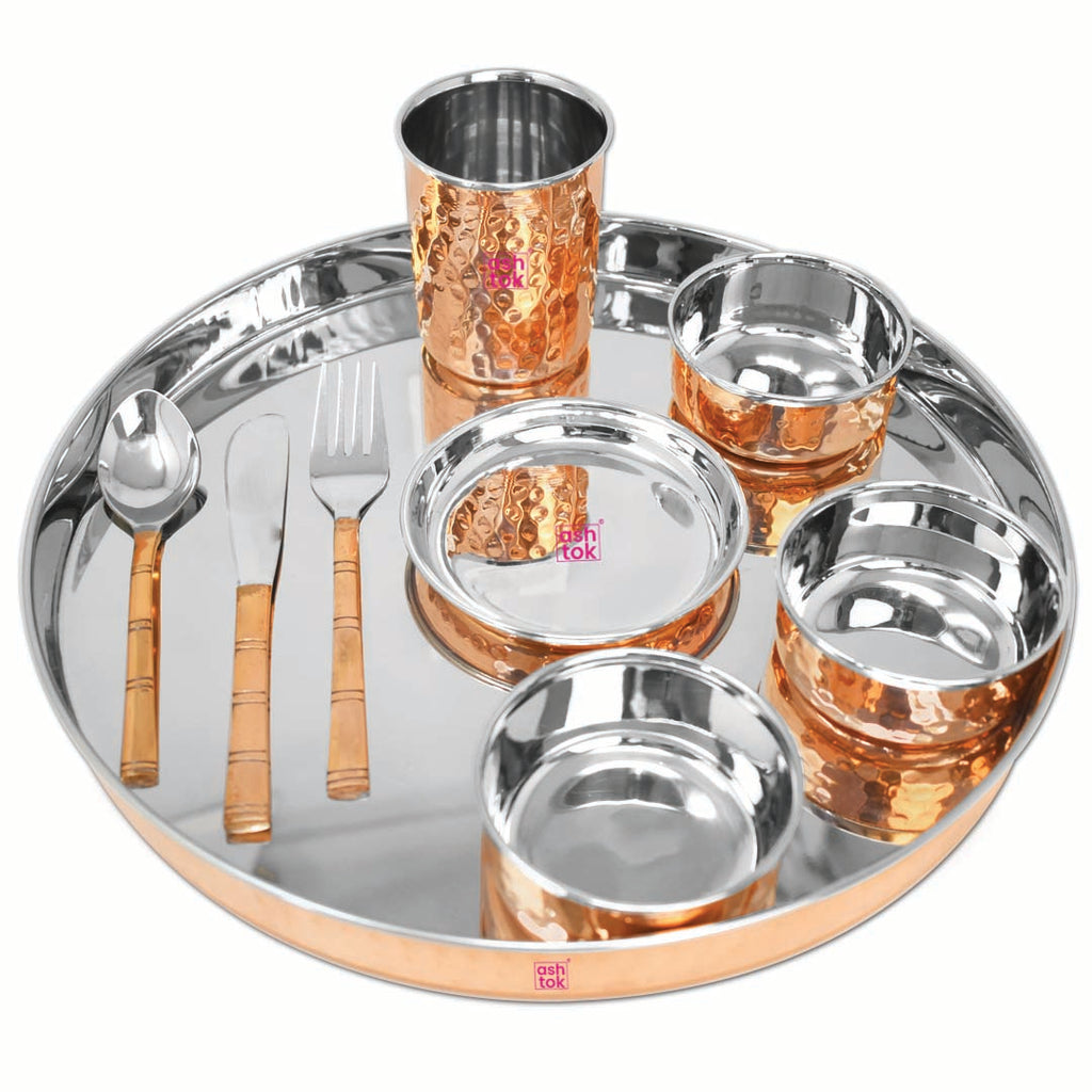 Copper Dinner Set Hammered design, Dinnerware.