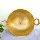 Handcrafted brass kadai with traditional design, perfect for deep frying snacks, curries, and authentic Indian cuisine.