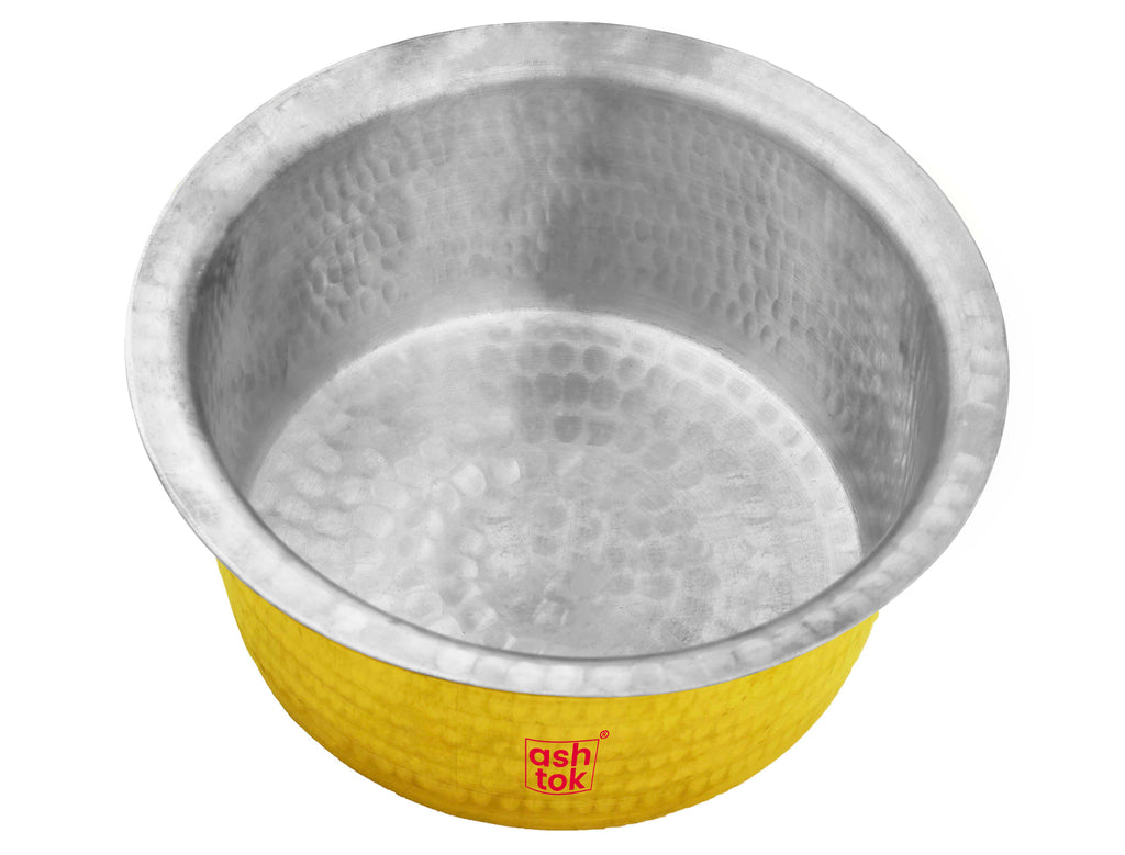 Heavy gauge hammered brass bhaguna with silver-coated interior, designed for authentic cooking and long-lasting performance.