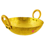 Heavy gauge natural brass kadai for frying, roasting, and cooking traditional meals with excellent heat retention.