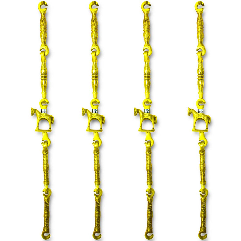 Brass Jhula Swing Chain, Design - Stand Horse, Indoor Outdoor Hanging Link, 6' Feet. Set Of 4, Brass chain for swing