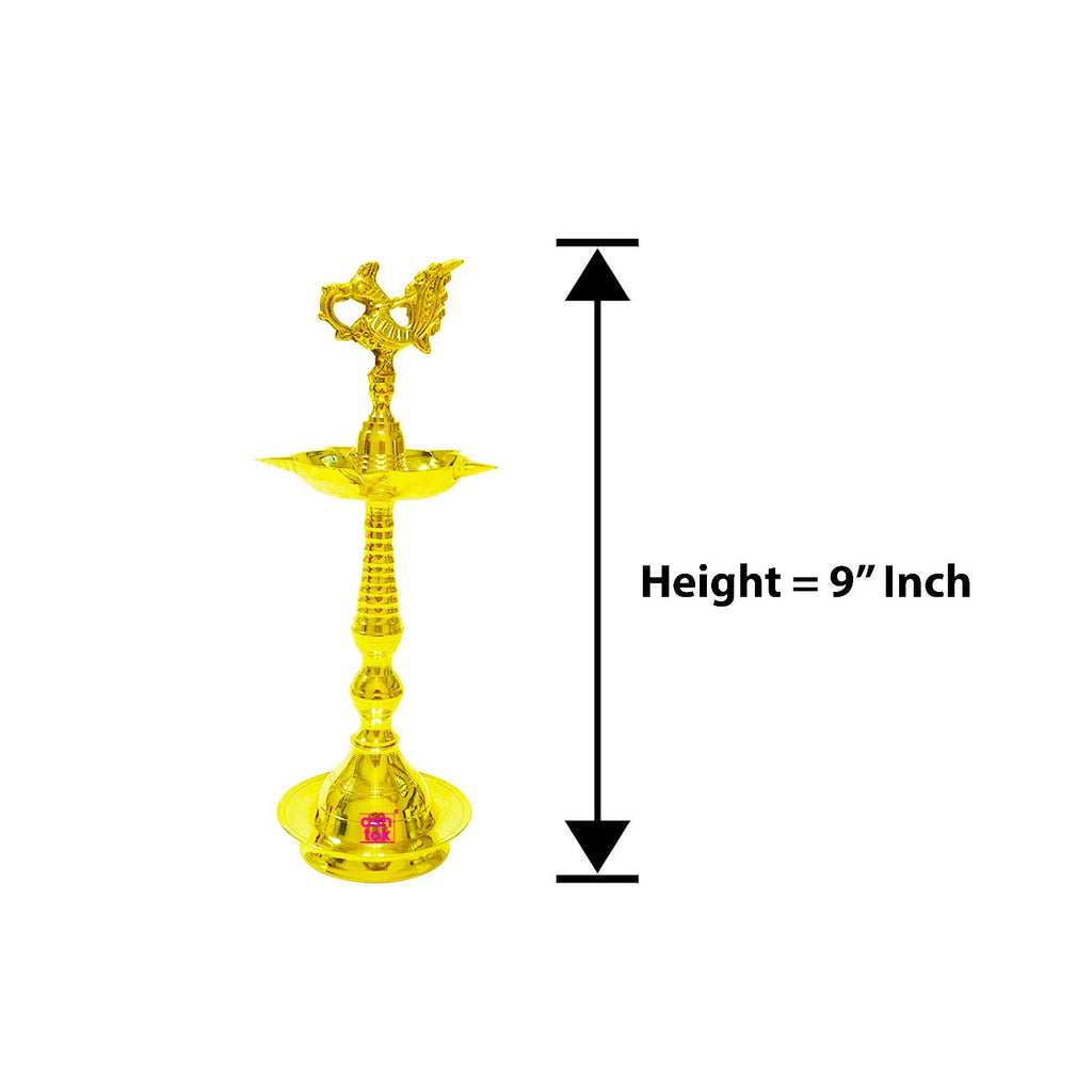 Luxury brass peacock deepam pair with antique design, crafted for pooja ceremonies, home decoration, and special occasions.