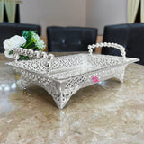 Luxury German silver platter tray with rectangular design, ideal for presenting gifts, sweets, fruits, and wedding essentials.