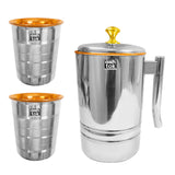 Stainless Steel Copper Jug 1.5 Litre and Stainless Steel Copper Water Glasses Set of 2