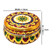 Stainless Steel Brass Mina Handcraft Puri Lunch Box (Multicolour)( Set of 10)