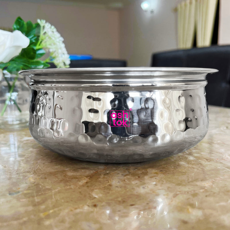 Steel Serving Handi Bowl, Stainless steel biryani serving handi, hotel ware, tableware