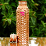 Copper Water Bottle with Hammered Design