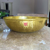 Ashtok brass bowl mixing set, handcrafted gift item for weddings, engagements and festive occasions.