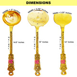 brass cooking spoon and ladle set of 3, handcrafted kitchen utensils for cooking and serving