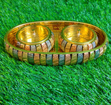 Ashtok brass and copper gift tray with two bowls, handcrafted return gift for weddings, housewarming and festivals