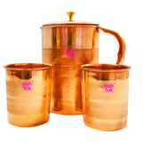 Ashtok copper water jug with glass set, handcrafted drinkware for daily use, gifting and home decor.

