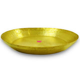 Brass marriage gift thali tambalam made in India, handcrafted plate for weddings and festive celebrations.