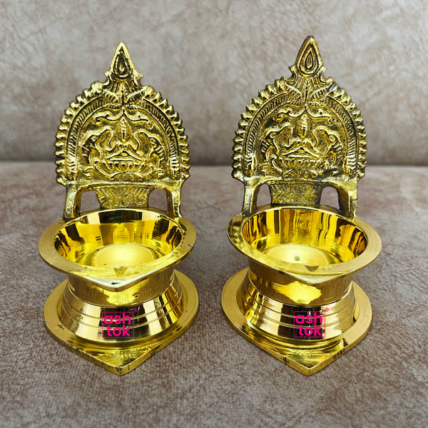 6 Inch Kamakshi Vilakku Diya - Handmade Brass lamp - Decorative