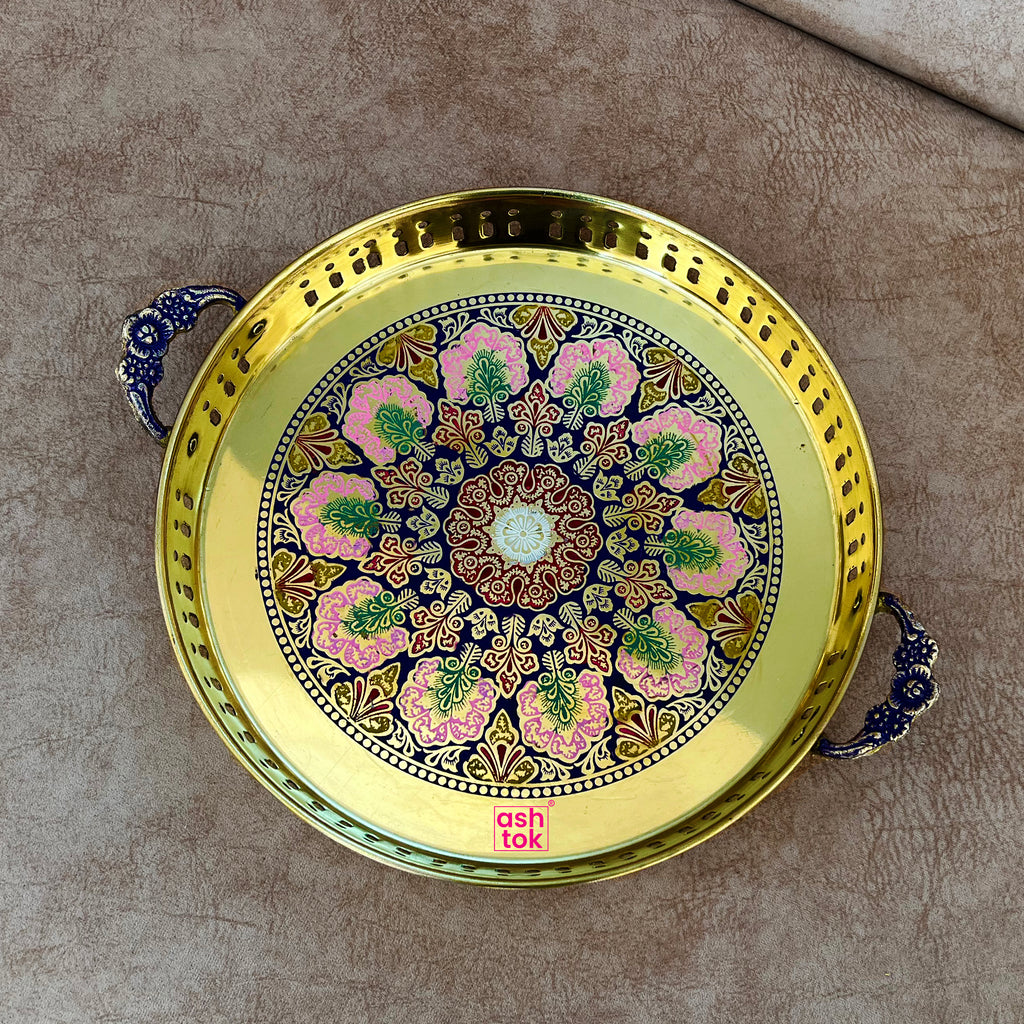 Brass Tray, Round shape, Serving Tray, Decorative Tray, Gift Item (Set of 6)