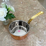 copper saucepan with brass handle